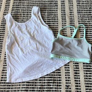 Xersion Size small White athletic girls tank top and sport bra